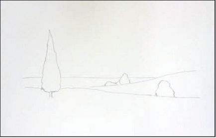 Урок як намалювати простий краєвид аквареллю поетапно