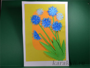Floarea de floarea-soarelui - aplicarea hârtiei pentru copii de la 7 ani, scrawl
