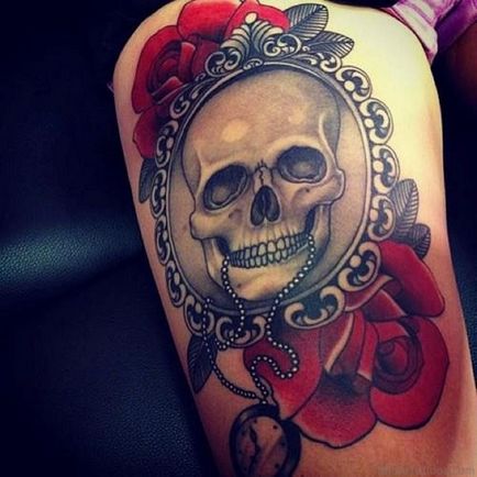Semnificația unui tatuaj este un craniu cu un trandafir, o cioară pentru bărbați și femei