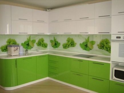 Bucătărie albă și verde 50 de fotografii ale proiectelor de design, șorț, mese, mobilier