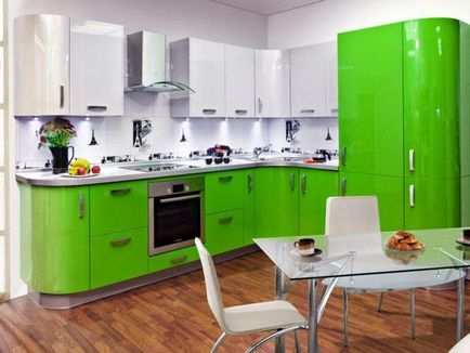 Culoare albă și verde 50 de fotografii ale proiectelor de design, șorț, mese, mobilier
