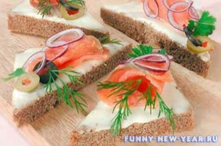 Sandvișuri cu pește roșu pentru noul an 2018 - 7 rețete cu fotografie