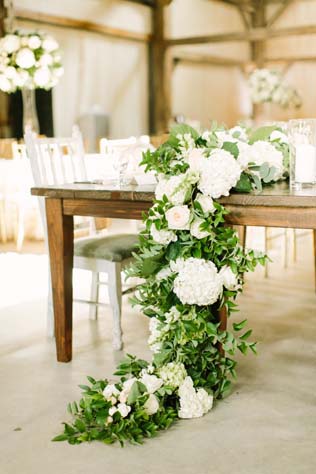 Virágfüzérek a díszítés esküvői asztalra