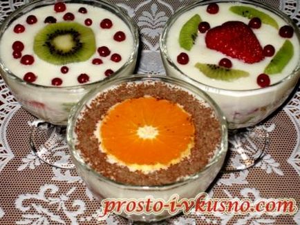 Десерт с плодове и сметана
