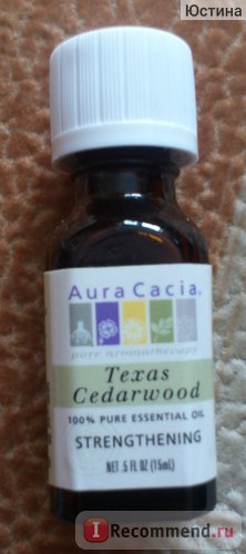 Ефірна олія aura cacia 100% pure essential oil, texas cedarwood (техаський кедр) - «ефірну олію
