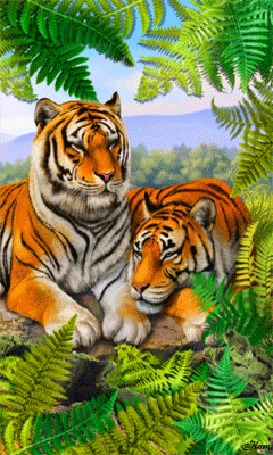 Gif Animație Pisica sălbatică în colorat Tiger Creeps pentru minerit
