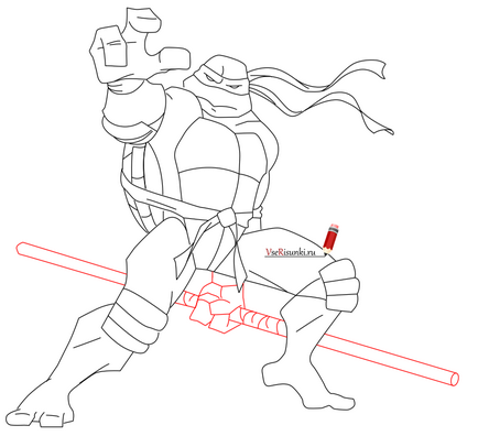 Hogyan kell felhívni a teknős ninja ceruza szakaszokban