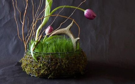 Як зробити декоративну кошик з травою і мохом своїми руками