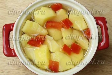 Csirke burgonyát egy fazék a sütőben, a recept egy fotó (burgonya) Csirke burgonyát egy fazék a sütőben, a recept egy fotót