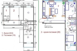 Bucătărie plus cameră de zi crește în camere funcționale, design (foto și video)