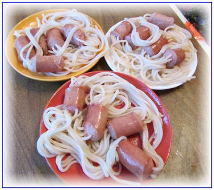 Макарони (спагеті) в сосисках