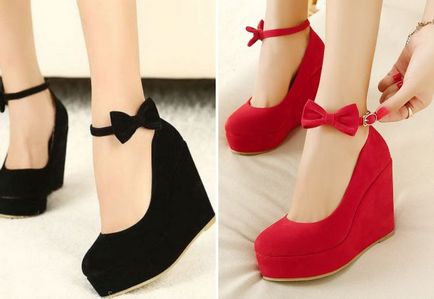 Pantofi de moda pentru femei pe o pană sunt negru, bej, roșu, albastru, alb