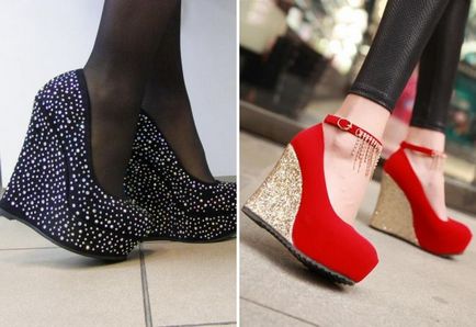 Модні жіночі туфлі на танкетці - чорні, бежеві, червоні, сині, білі