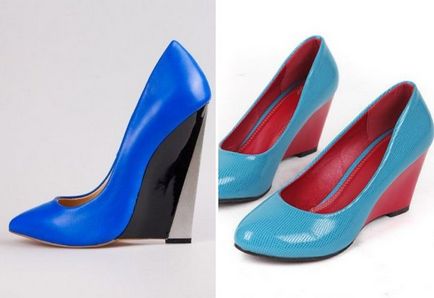 Pantofi de moda pentru femei pe o pană sunt negru, bej, roșu, albastru, alb