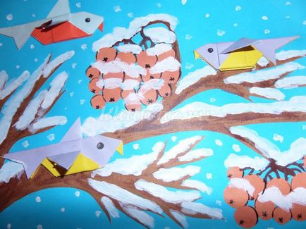 Tömeges téli rátét a gyermekek 5-6 éves origami technikával