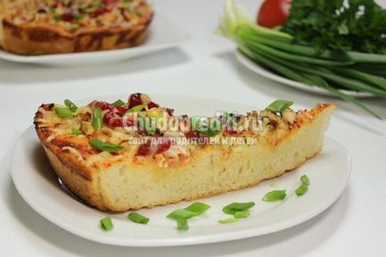 Pizza cu pui, brânză și legume