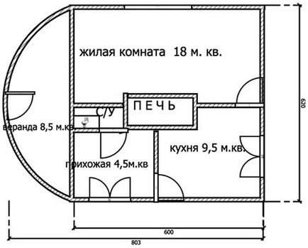 Proiecte și aspectul casei cu o sobă 6x6, 7x7, 8x8, 6x8 și alte dimensiuni