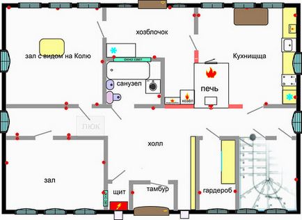 Proiecte și aspectul casei cu o sobă 6x6, 7x7, 8x8, 6x8 și alte dimensiuni