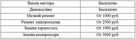 Repararea vestimentarelor frigorifice (vestfrost) la domiciliu la Moscova