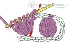 Shishechka de la 5 coloane cu o croșetare dintr-o buclă, moevjazanie