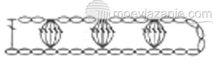Shishechka de la 5 coloane cu o croșetare dintr-o buclă, moevjazanie