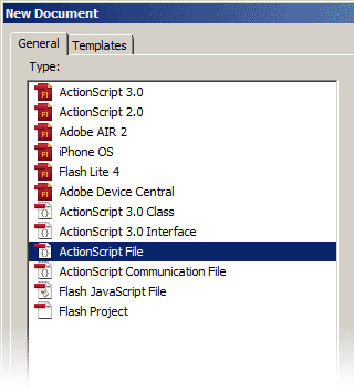 Створення нового файлу actionscript