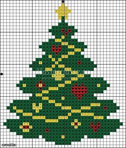 Hímzés karácsonyfa - üdvözlőlap