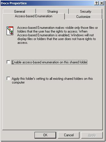 Access-based enumeration або як приховати вміст загальних папок, windows для системних