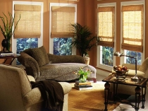 Бамбукові штори на вікна і дверний отвір, рулонні і римські штори з бамбука