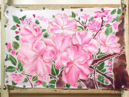 A kétrétegű batikolt panelek „Sakura” - valós iparosok - kézzel készített, kézzel készített