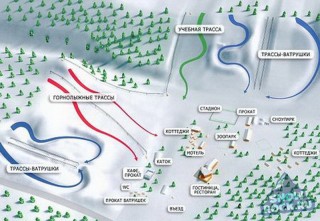 Гірськолижний курорт - північний схил - коксового - карта трас і схема проїзду