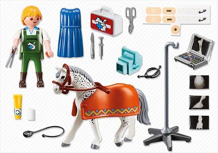 Set clinic veterinar - un cal cu o mașină cu raze X de la playmobil, 5533pm -