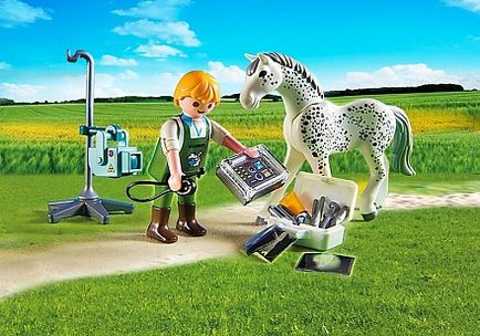 Set clinic veterinar - un cal cu o mașină cu raze X de la playmobil, 5533pm -