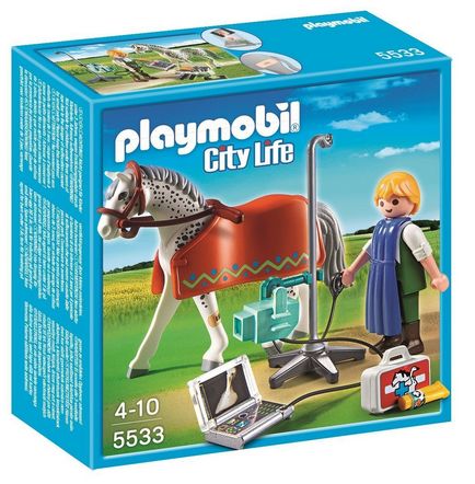 Set clinic veterinar - un cal cu o mașină cu raze X de la playmobil, 5533pm -