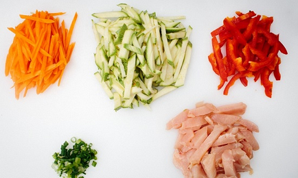 Kínai tészta csirkével és zöldségekkel recept fotókkal, ls