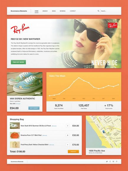 O mulțime de elemente de design pentru site-uri comerciale și magazine online în psd