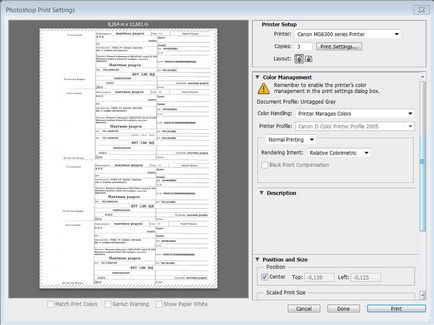 Imprimare în Photoshop - tipărirea unui document A4