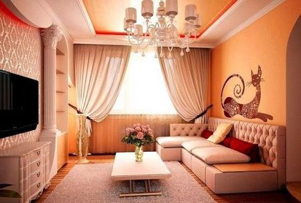 Piersic salon - interior în culori calde cu fotografie