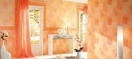 Персикові шпалери для стін в інтер'єрі
