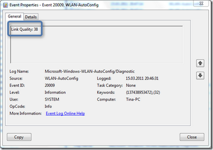 Перевіряємо якість сигналу wlan в windows 7 за допомогою журналу подій - wlan в windows 7 -