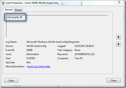 Перевіряємо якість сигналу wlan в windows 7 за допомогою журналу подій - wlan в windows 7 -