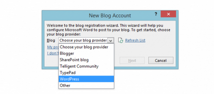 Publicarea în wordpress de la cuvântul microsoft