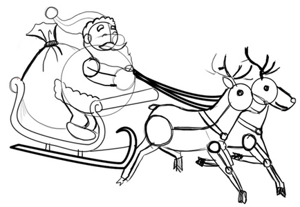 Rajz santa szán (las) Rajz Mikulás szán
