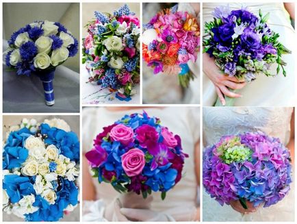 Синій букет нареченої - як вибирати і поєднувати весільні квіти, фото