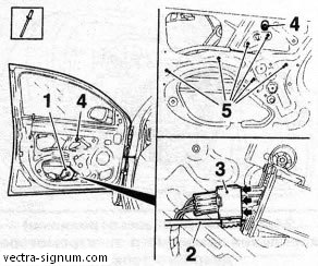 Стеклопод'емник передніх дверей (зняття переднього стеклопод'емника) опель вектра, opel vectra