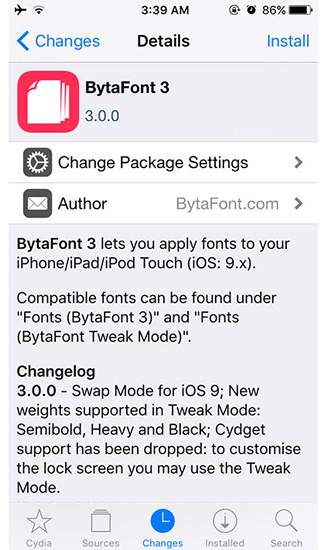 Твик bytafont 3 як змінити системний шрифт в ios cydia