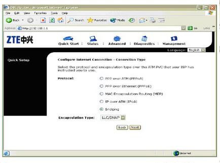 Zte zxdsl831 (Ethernet) în modul bridge