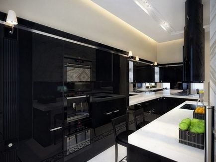 Bucătărie alb-negru în fotografia interioară