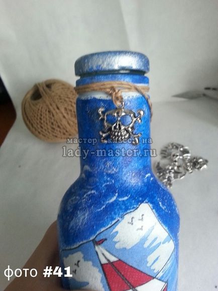 Decoupage palack egy tengeri stílusban, lépésről lépésre varázsló - class fotó