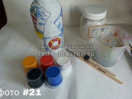 Decoupage palack egy tengeri stílusban, lépésről lépésre varázsló - class fotó